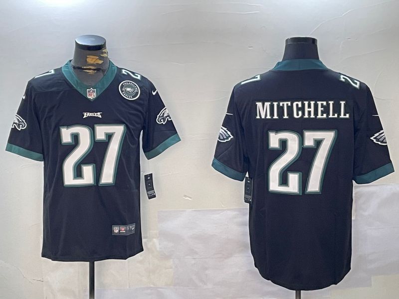 Men Philadelphia Eagles 27 Mitchell Black 2024 Nike Vapor Limited NFL Jersey style 1